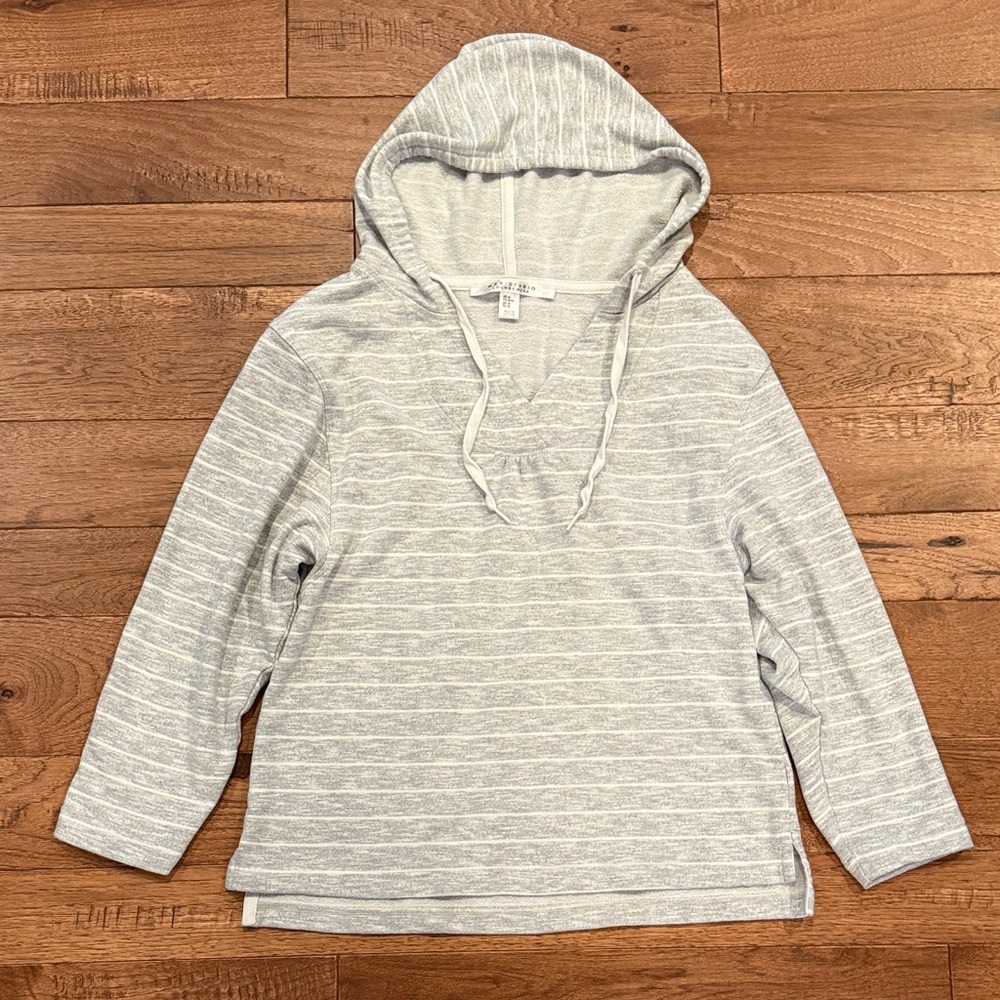 Max Studio Loungewear - Women’s Long-Sleeve Striped Hooded Sweatshirt - Size M
